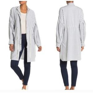 NWT Revolve English Factory Grey Gingham Plaid Long Sleeve Shirt Dress Sz L